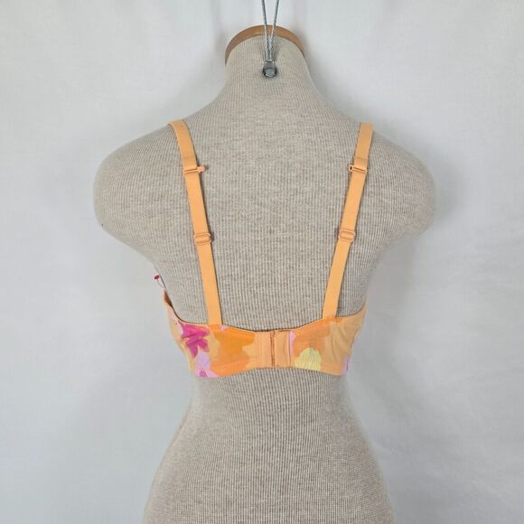 Auden Bra Women's 36DD Pink Orange Floral The Everyday Demi Coverage NWT - Picture 8 of 16